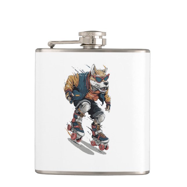 Rollerblade Dog Hip Flask (Front)