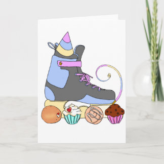Rollerblade Skate Birthday Party Cake Card Black