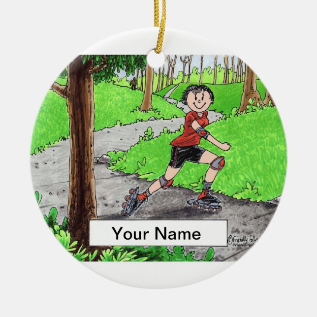 Rollerblading - Female Ceramic Ornament (Front)