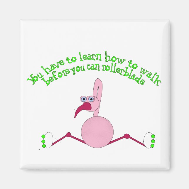 Rollerblading Flamingo Magnet (Front)
