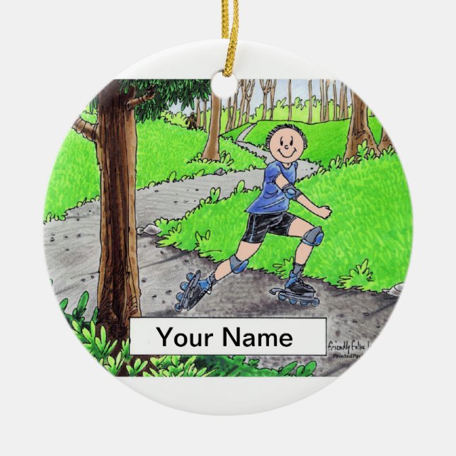 Rollerblading - Male Ceramic Ornament (Front)