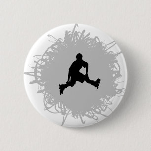 Rollerblading Scribble Style 6 Cm Round Badge