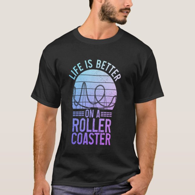 Rollercoaster Amusement Park Funny Roller Coaster  T-Shirt (Front)