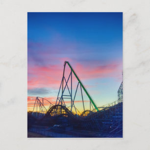 rollercoaster amusement ride postcard