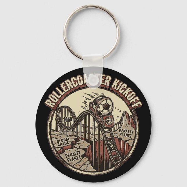 Rollercoaster Kickoff – Funny Soccerfootll  Key Ring (Front)