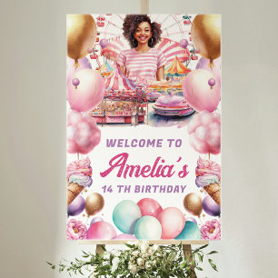 Rollercoaster Party African American Welcome Sign