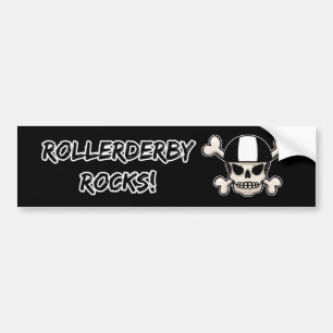 RollerDerby Rocks Skull Bumper Sticker