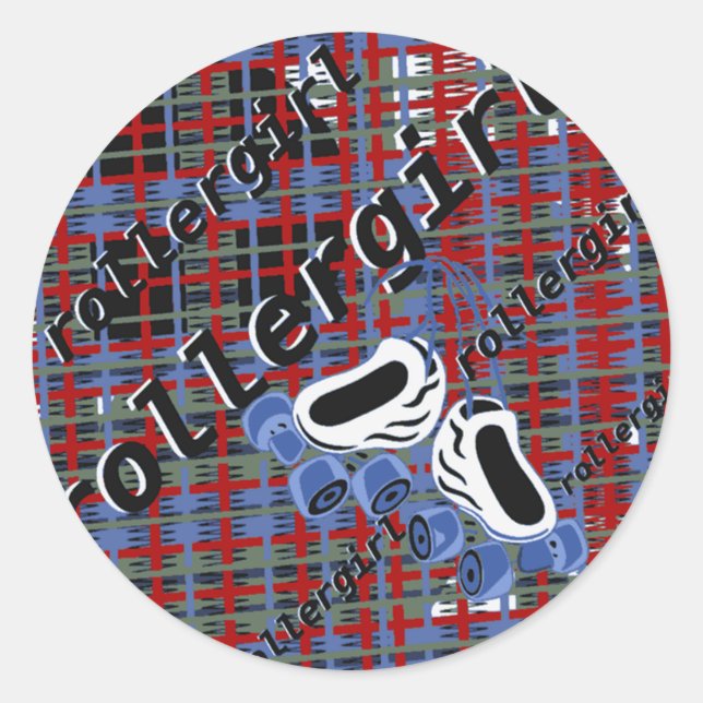 rollergirl plaid attack helmet classic round sticker (Front)