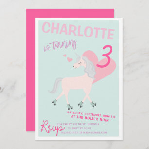 RollerScate Unicorn Birthday Invitation