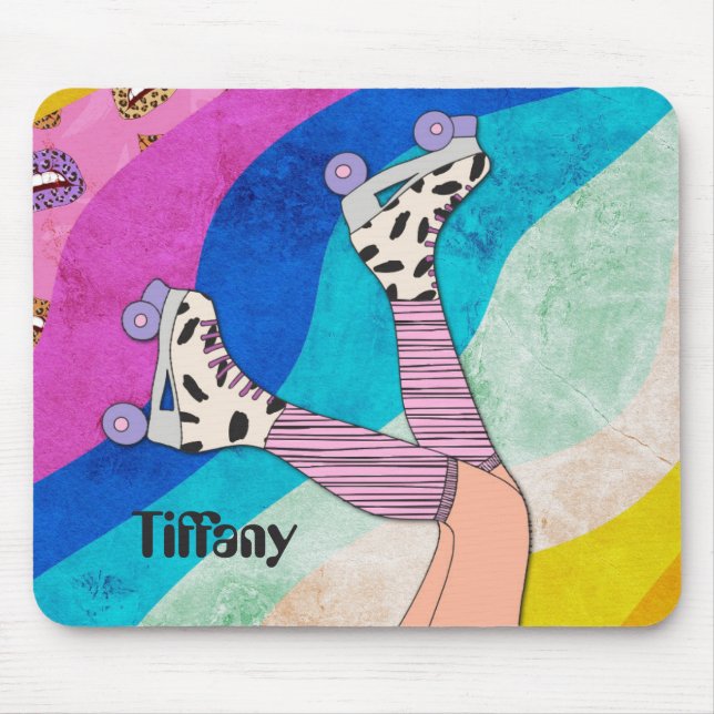 Rollerskate Girl Name 1980s Style Mousepad (Front)