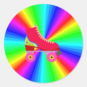 Rollerskate On Colour Spectrum Radial Classic Round Sticker