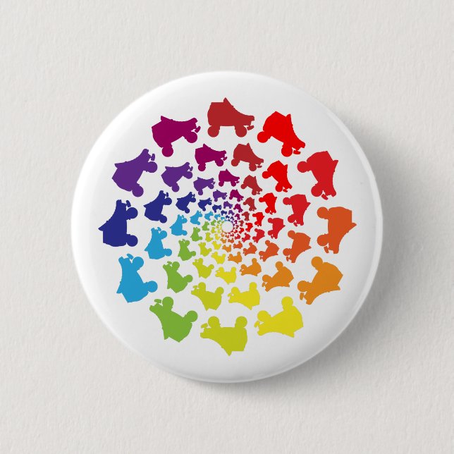 rollerskate rainbow circle 6 cm round badge (Front)