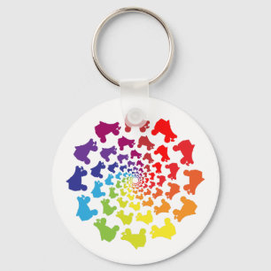 rollerskate rainbow circle key ring