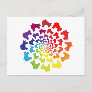 rollerskate rainbow circle postcard
