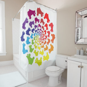 rollerskate rainbow circle shower curtain