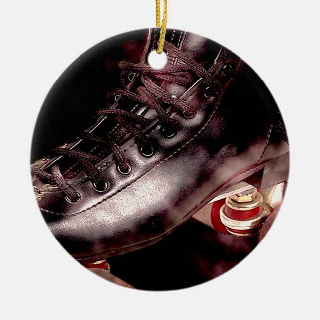 Rollerskate Roller Derby Grunge Style Ceramic Tree Decoration (Front)