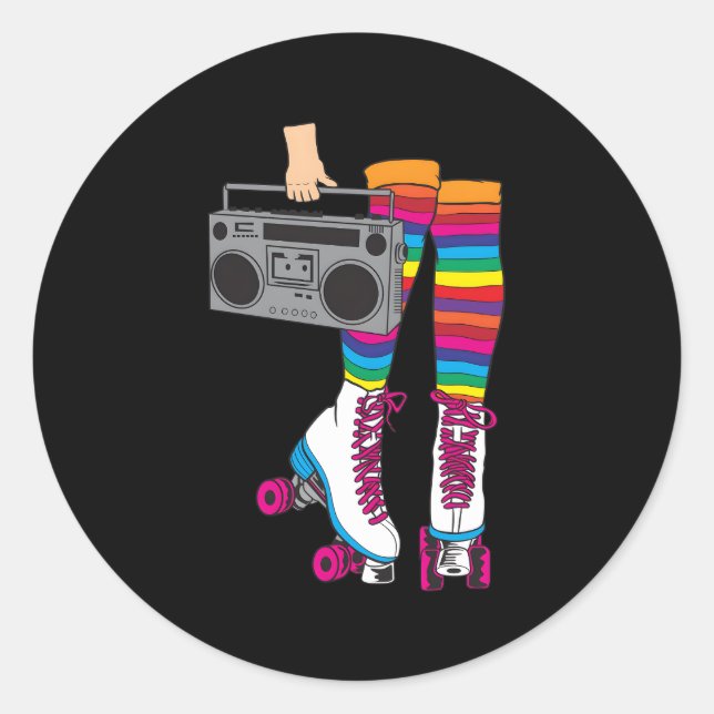 Rollerskates 80'S Roller Disco Skating Classic Round Sticker (Front)