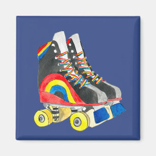 Rollerskates retro eighties art magnet