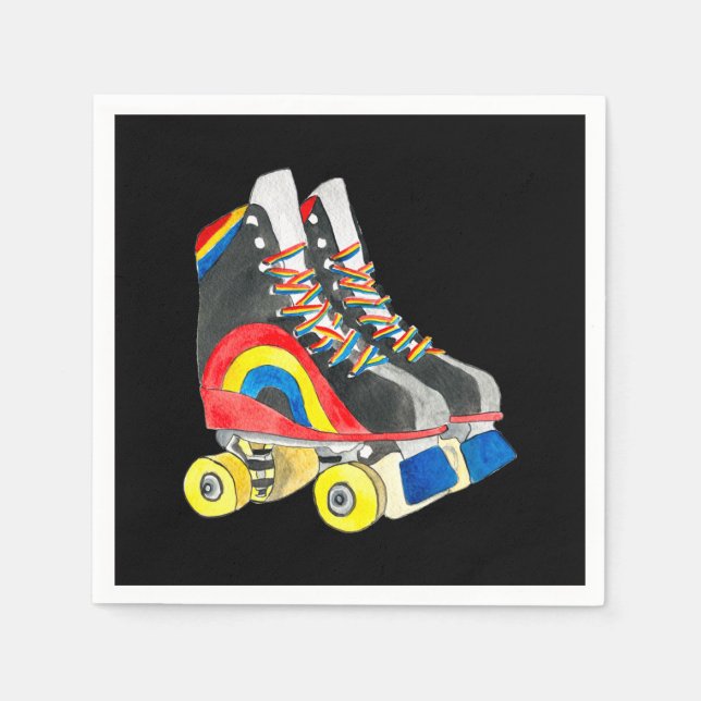 Rollerskates retro eighties art napkin (Front)