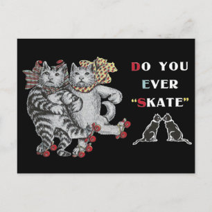 Rollerskating Cats Postcard