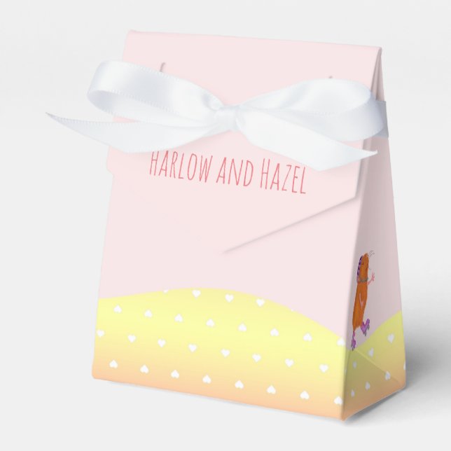 Rollerskating dog & guinea pig party favor bag favour box (Front Side)