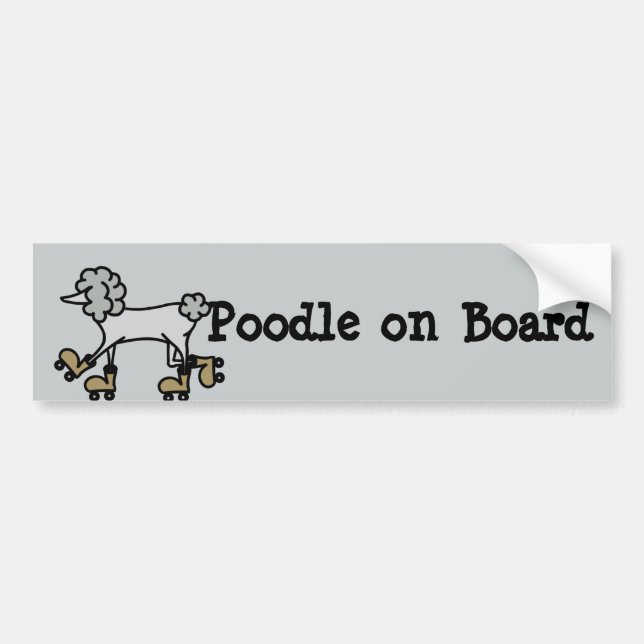 Rollerskating grey poodle dog bumper sticker (Front)