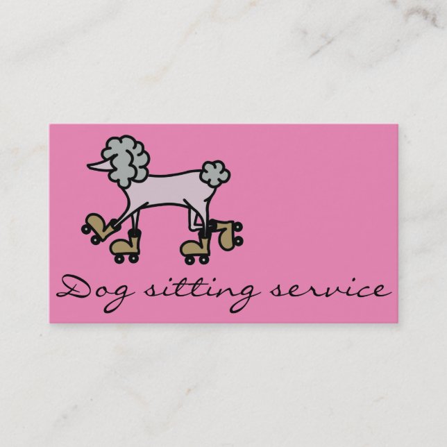 Rollerskating grey poodle dog business card (Front)