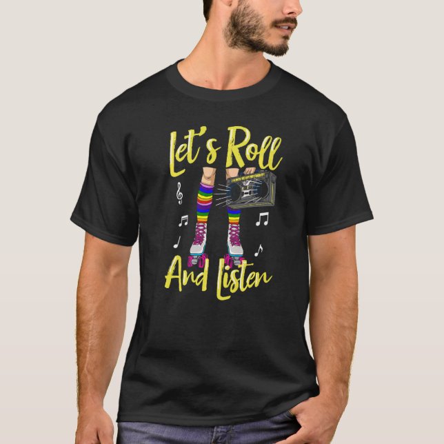 Rollerskating Inline Skates Roller 70s Party Vinta T-Shirt (Front)