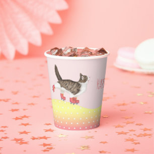 Rollerskating pets paper party cup