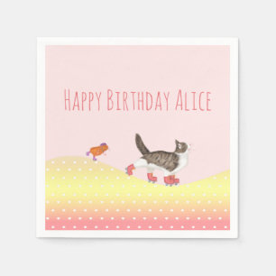 Rollerskating pets paper party napkins