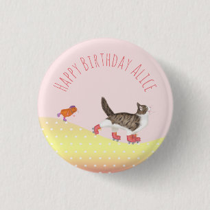 Rollerskating pets party favour badge