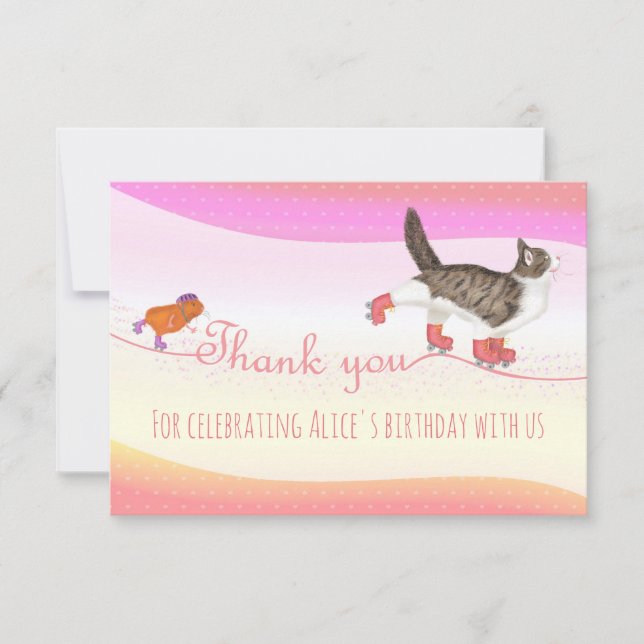 Rollerskating pets thank you card (small) (Front)