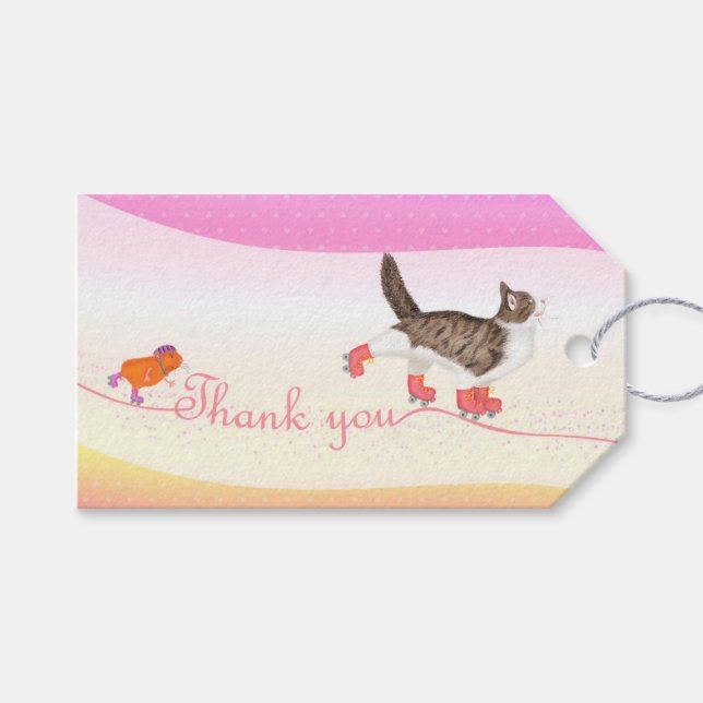 Rollerskating pets thank you gift tag (Front (Horizontal))