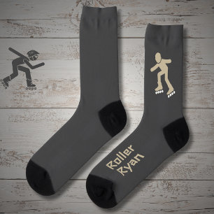 Rollerskating sand on gray with text socks