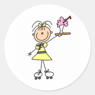 Rollerskating Waitress  Classic Round Sticker