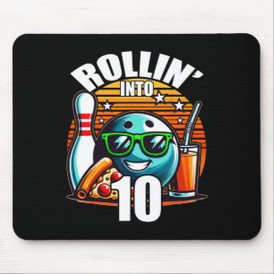 Rollin Into 10 Bowling Birthday Party 10th Birthda Mouse Pad