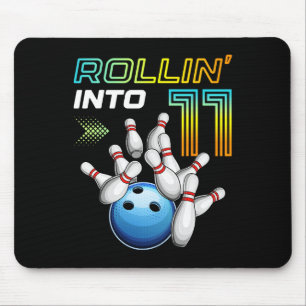 Rollin Into 11 Retro Bowling Birthday Party 11th B Mouse Pad
