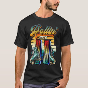 Rollin' Into 11 Roller Skating Rink 11th Birthday  T-Shirt
