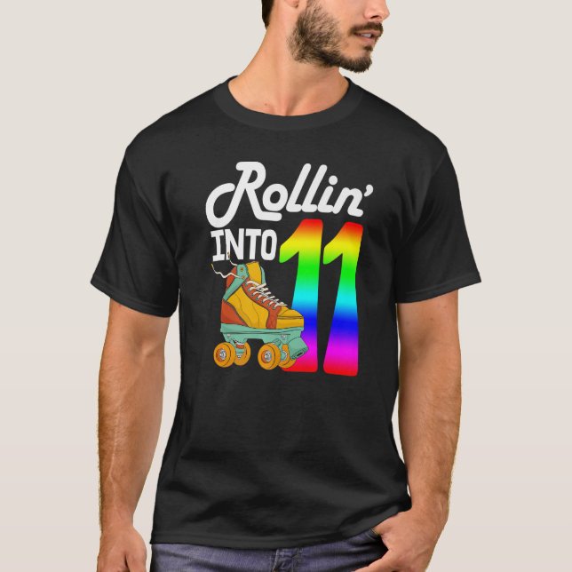 Rollin Into 11  Women Skating Rolling Shoes Birthd T-Shirt (Front)