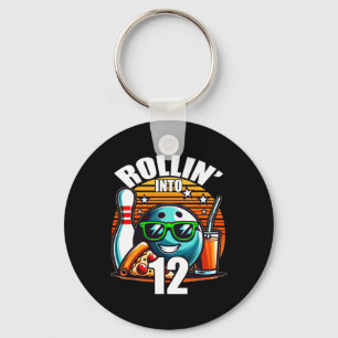 Rollin Into 12 Bowling Birthday Party 12th Birthda Key Ring