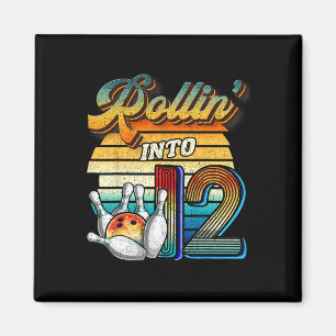 Rollin Into 12 Bowling Birthday Party 12th Birthda Magnet