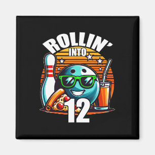 Rollin Into 12 Bowling Birthday Party 12th Birthda Magnet
