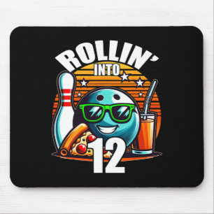 Rollin Into 12 Bowling Birthday Party 12th Birthda Mouse Pad