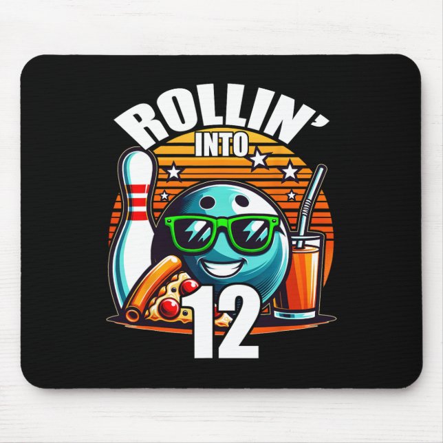 Rollin Into 12 Bowling Birthday Party 12th Birthda Mouse Pad (Front)