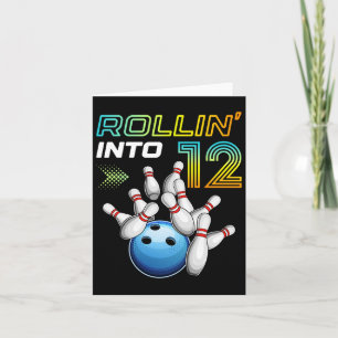 Rollin Into 12 Retro Bowling Birthday Party 12th B Card