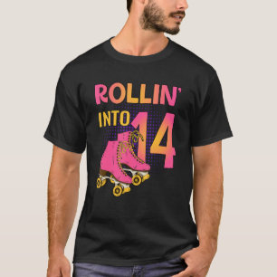 Rollin' Into 14 Roller Girl 14th Birthday Party Sk T-Shirt