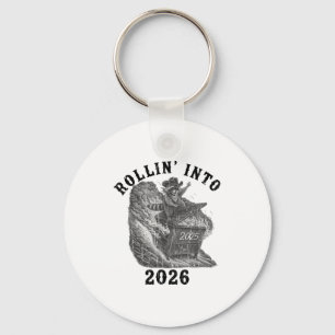 Rollin' Into 2026, 2026 Snarky New Year, Meme Racc Key Ring