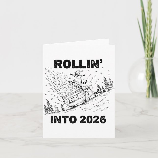 Rollin’ Into 2026 Dumpster Fire New Year Party Fun Card (Front)