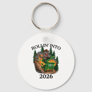 Rollin’ Into 2026 Dumpster Fire New Year Party Fun Key Ring