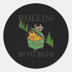 Rollin' Into 2026 For Women Boys Men Kids Happy Ne Classic Round Sticker